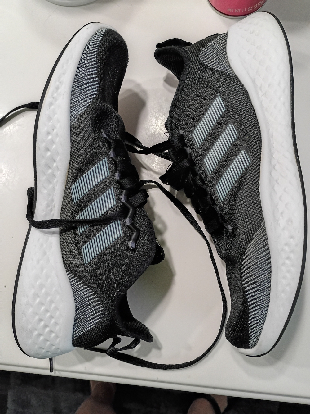 Men's Adidas Black and Gray Knit Running Sneakers - Unbranded